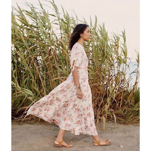 Christy Dawn Dresses & Skirts - Christy Dawn Augusta Wrap Dress Floral Cream Pink Midi Sustainable XL